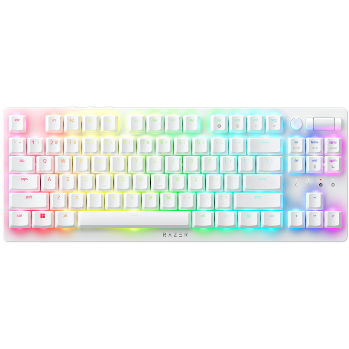 Tastatura gaming wireless Razer DeathStalker V2 Pro Tenkeyless (Red Switch), Bluetooth/Wireless/Type-C , US Layout, alb