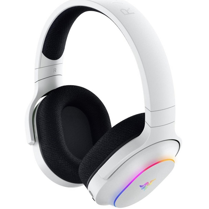 Casti gaming wireless Razer Barracuda X Chroma, iluminare Razer Chroma RGB, 7.1 Surround, autonomie pana la 70h (iluminare oprita, mod wireless), pana la 35h (iluminare pornita, mod wireless), Alb