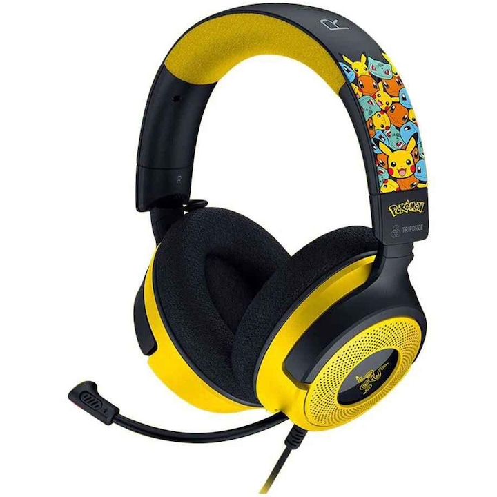 Casti gaming Razer Kraken V4 X Pokémon Kanto Starters Edition.,frecventa raspuns 20 Hz – 28 kHz,impendanta 32 Ω, driver customizedDynamic 40 mm Drivers