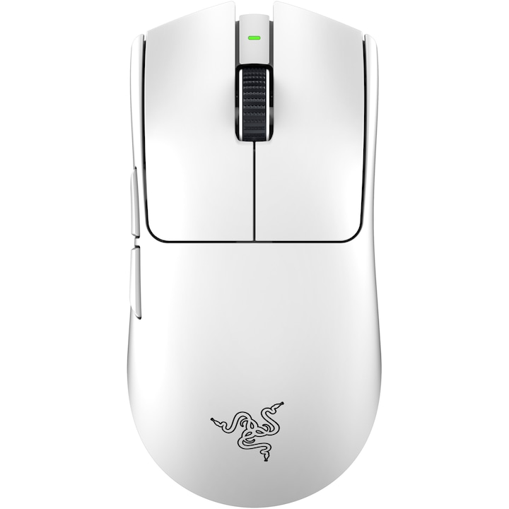 Mouse gaming Razer Viper V3 Pro, interfata Razer HyperSpeed Wireless si cu fir, durata de viata baterie pana la 95 ore pe 1000 Hz, pana la 17 ore pe 8000 Hz, rezolutie maxima 35000 DPI, alb